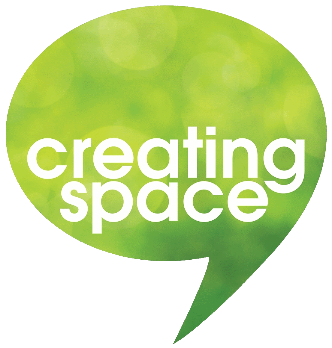 Creating Space logo - green speech bubble with white text